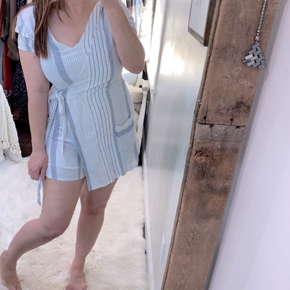 Blue Rain striped romper size small - Picture 2 of 6